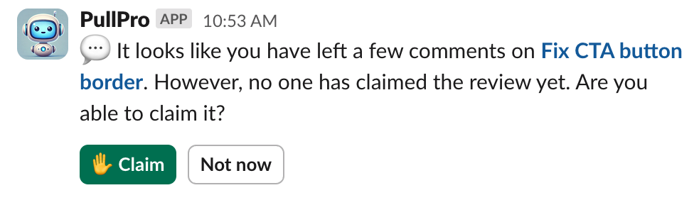 Notification for asking a reviewer to claim the PR